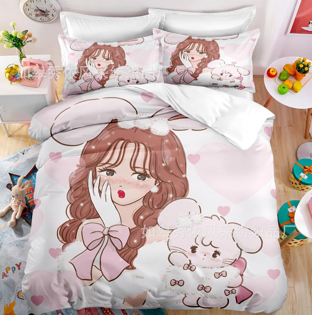 Kawaii MIKKO Bedding Sets Comforter Quilt Bed Cover Duvet Cover Pillow Case 2-3 Pieces Sets Kids Adult Size Cartoon Decoration