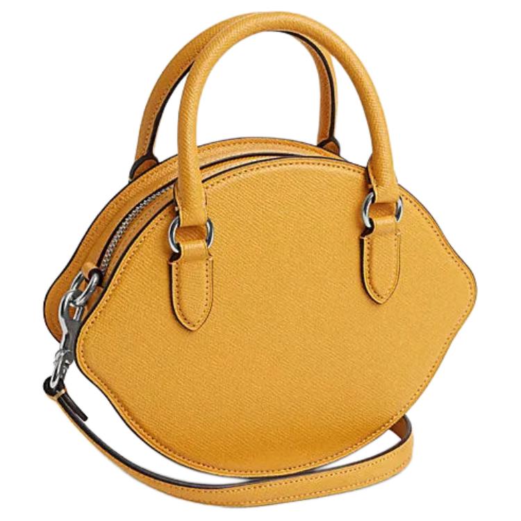 Coach Lemon 21 Logo Zip Closure Leather Crossbody Bag Unisex Crossbody Bag Honeycomb CR251-SVRGJ