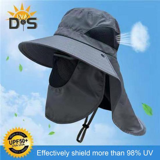 Unisex Sun Hat with Face Front Cover Face Neck Protection Hollow Mesh Windproof Fixed Strap Anti-UV Foldable Sunscreen Breathable Gardening Fishing