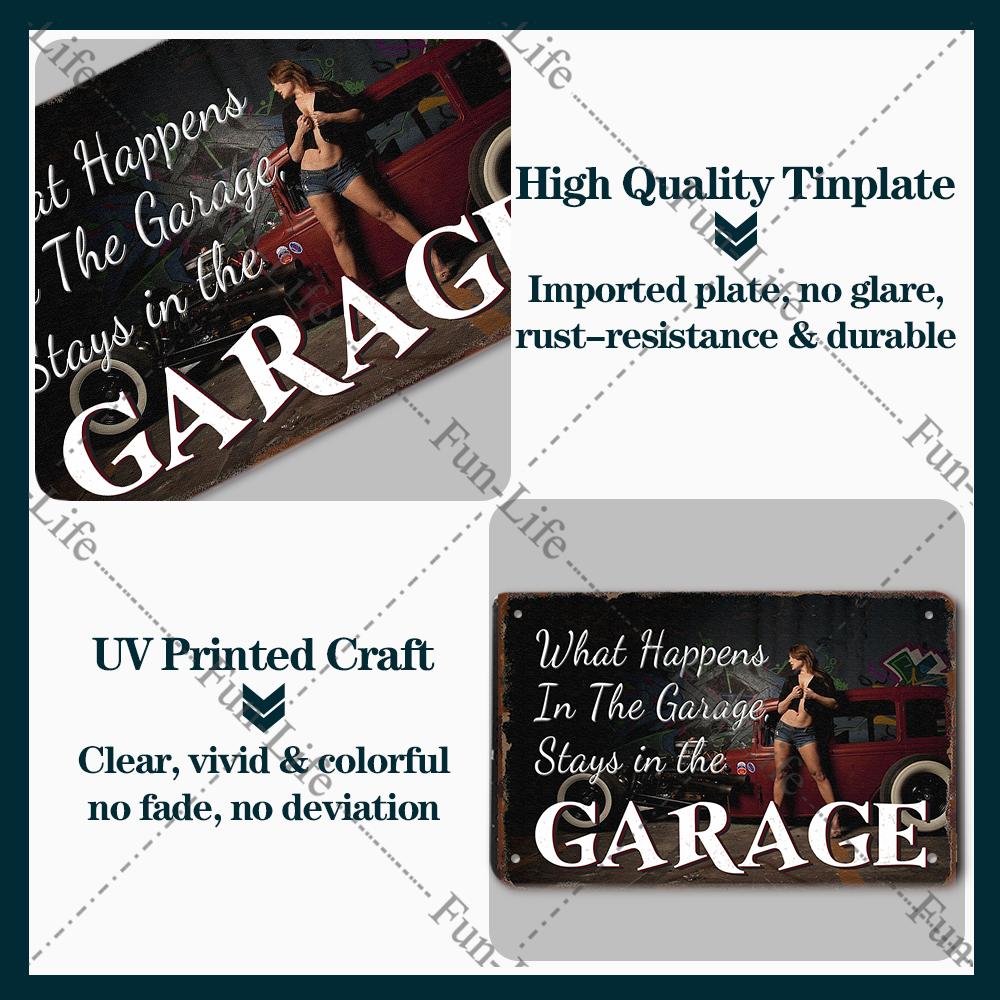 Гараж Классика Винтаж Красивая Девушка Металлическая Табличка Ретро Оловянная Вывеска Железная Живопись Бар Клуб Искусство Домашний Настенный Декор Плакат 20x30 см