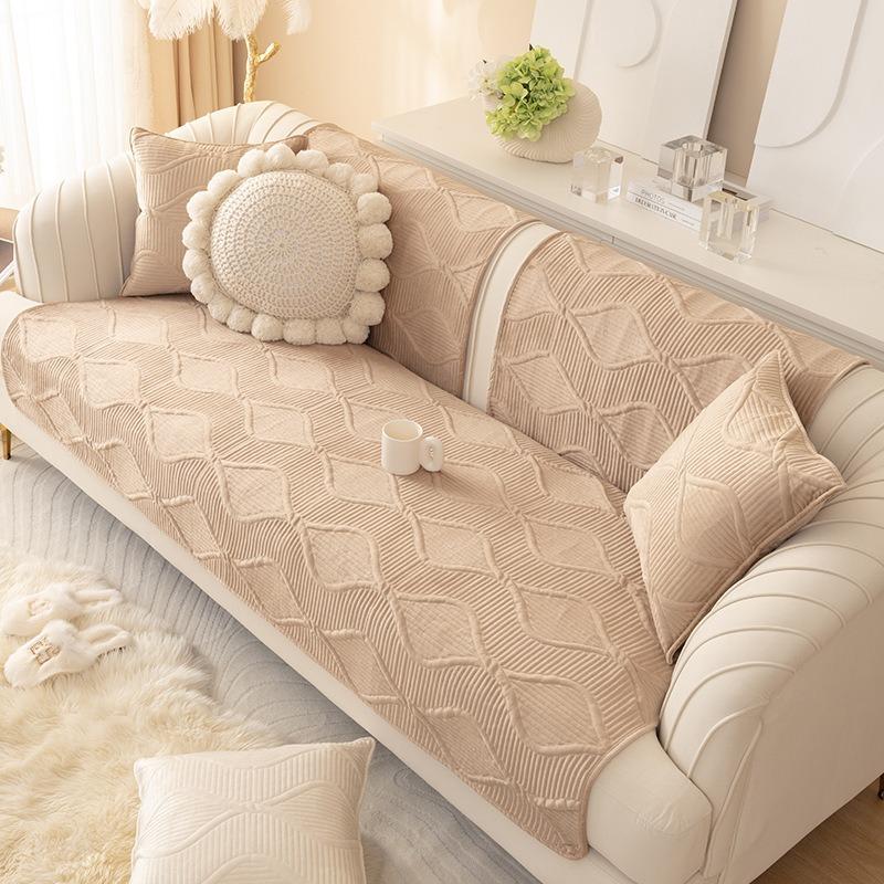 Light Luxury Dutch Plush Sofa Cushion Winter Fabric Thickened Anti Slip Plush Cover