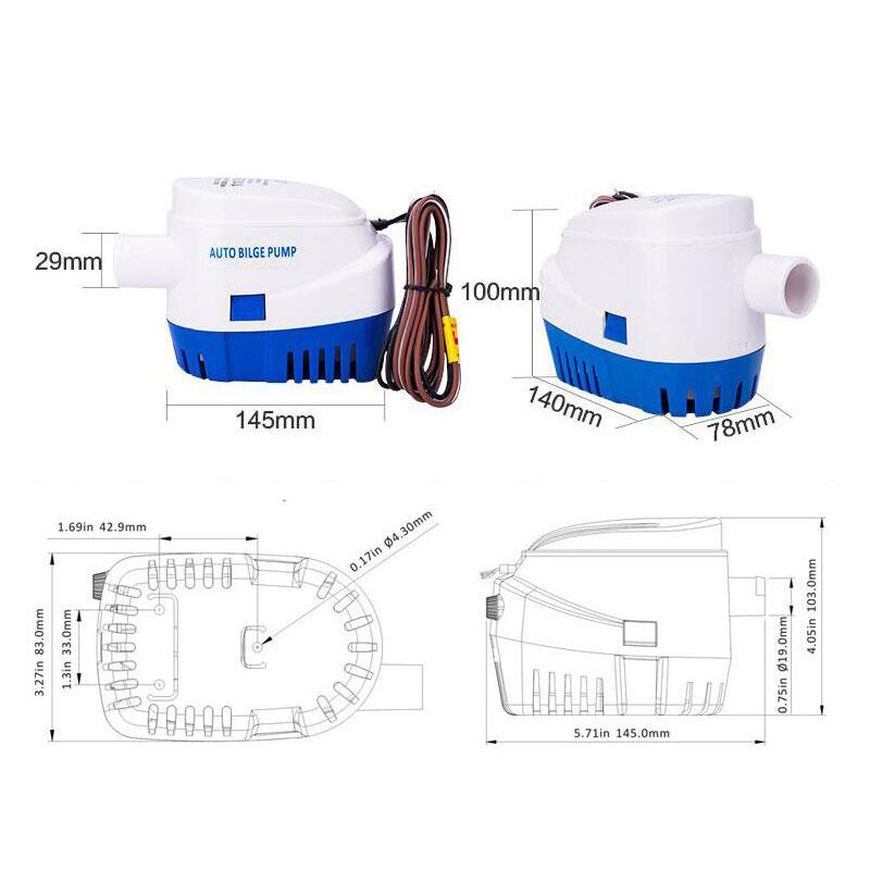 DC 12V 24V Water Pump Automatic Bilge Pump 600 750 1100GPH Submersible Boat Bilge Water Pump 12v Electric Auto Folat Switch