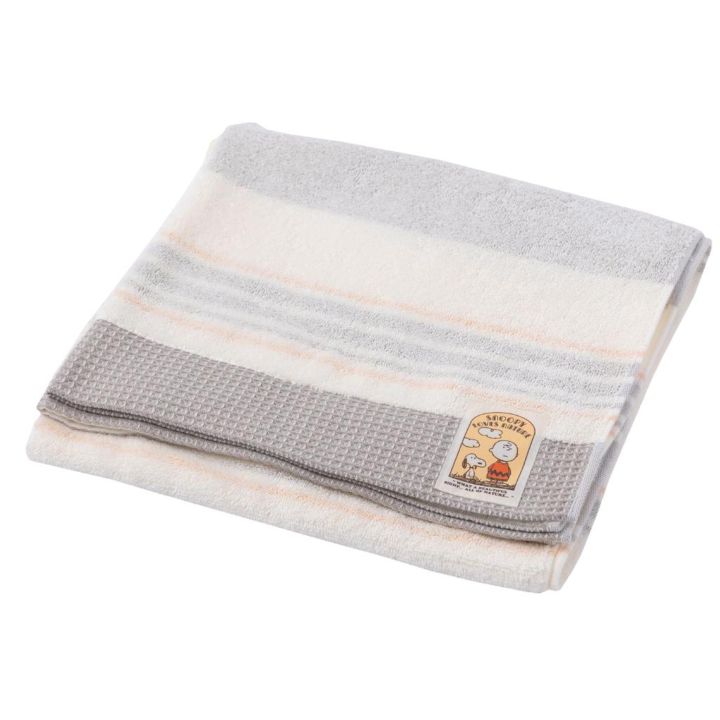 Nishikawa Snoopy Bath Organic Made In XT13286639 Towel, 60x120cm, Washable, 100% Cotton, Japan, Gray, PN3668TW,