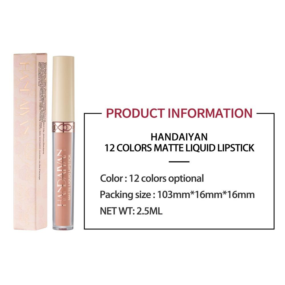 HANDAIYAN Mattic Mist Velvet 12-цветная жидкая губная помада