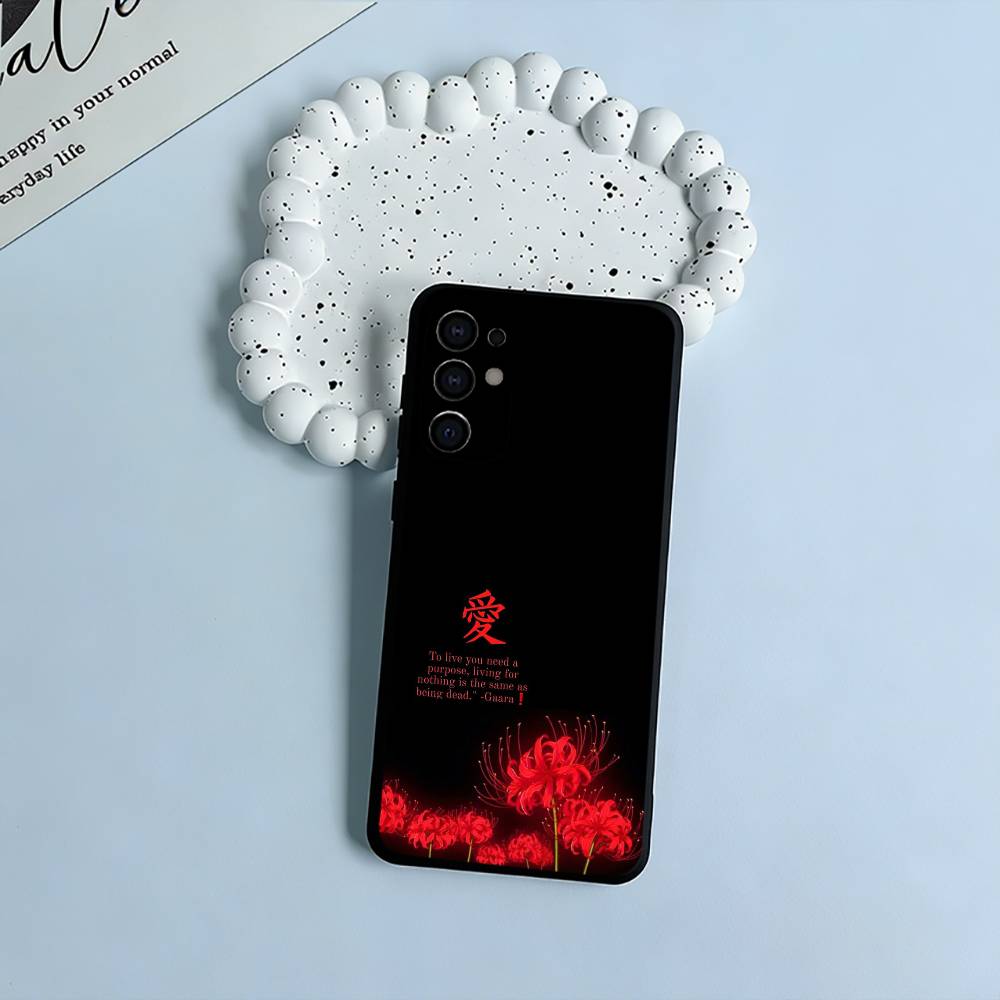 Tokyo-Red Spider Lily-Ghoul Black Soft Silicone Phone Case for Samsung S25, S24, S21, S22, S23, S30, Ultra, S20, Plus, FE, Lite