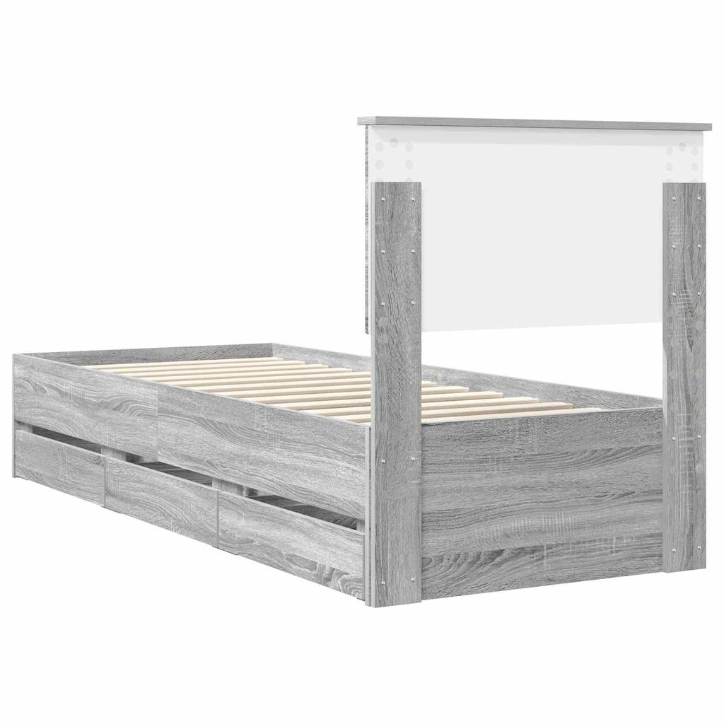 Bed Frame Grey Sonoma 75 x 190 cm Engineered Wood