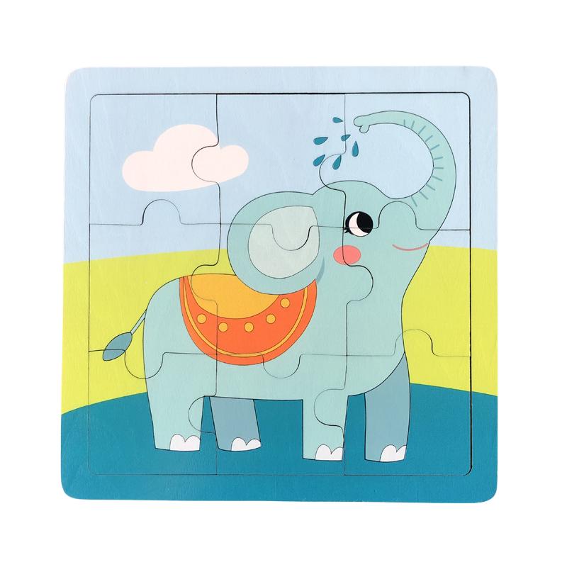 Latest 9 Piece Set Wooden Puzzle Toy Learning Cognitive Educational ideal for Toddlers Cartoon Animals Vehicles Baby Toddler Board Children Gift Idea