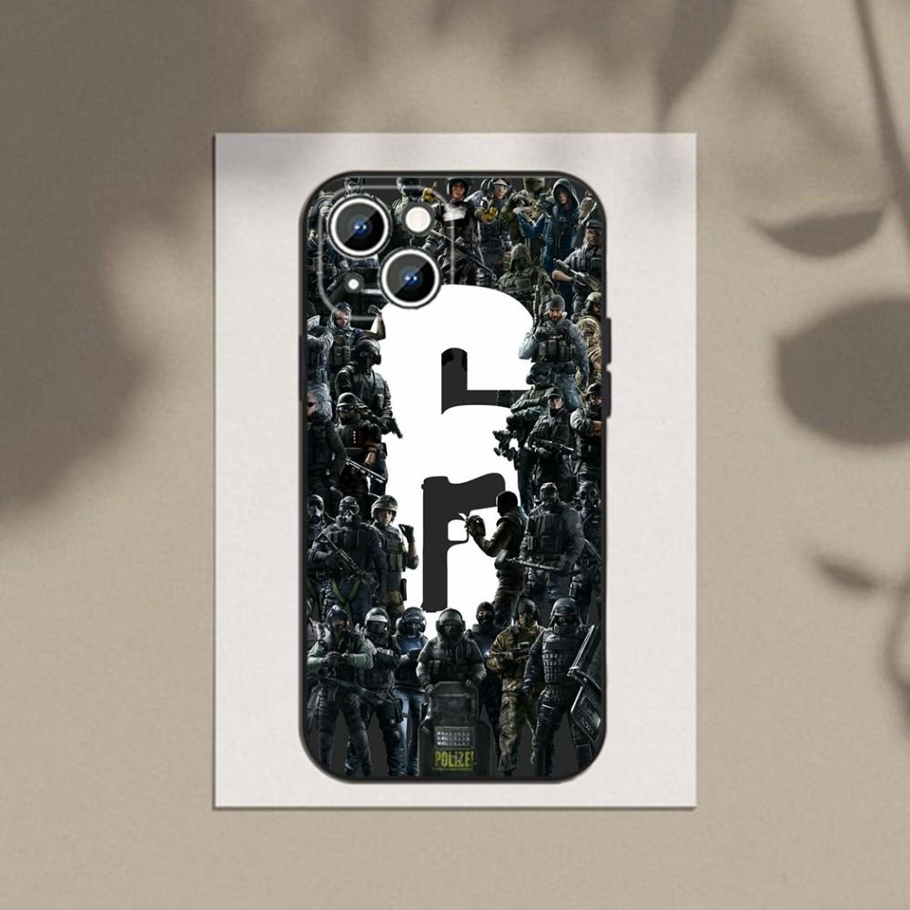 Game Rainbow S-Six S-Siege Phone Case For Apple iPhone 15,14,13,12,11,XS,XR,X,8,7,Pro,Max,Plus,mini Silicone Black Cover