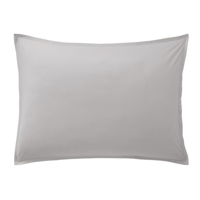Taie d'oreiller - Percale de coton - Gris - 50 x 70 cm - Hypoallergénique - Lavable