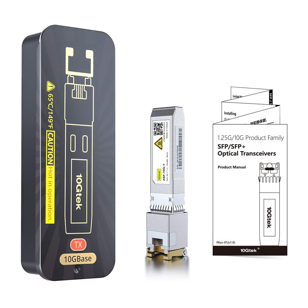 10Gtek Модуль SFP+ 10GBase-T, 10G-T, 10G Медь, RJ-45 SFP+ CAT.6a, до 30 м, Оптический трансивер, Совместим с Intel E10GSFPT