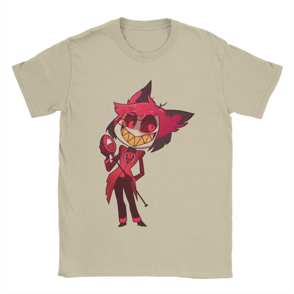 Мужские мультяшные футболки Аластор Хазбинс Отель Хлопковые топы Винтажные футболки с коротким рукавом и круглым вырезом Футболки больших размеров