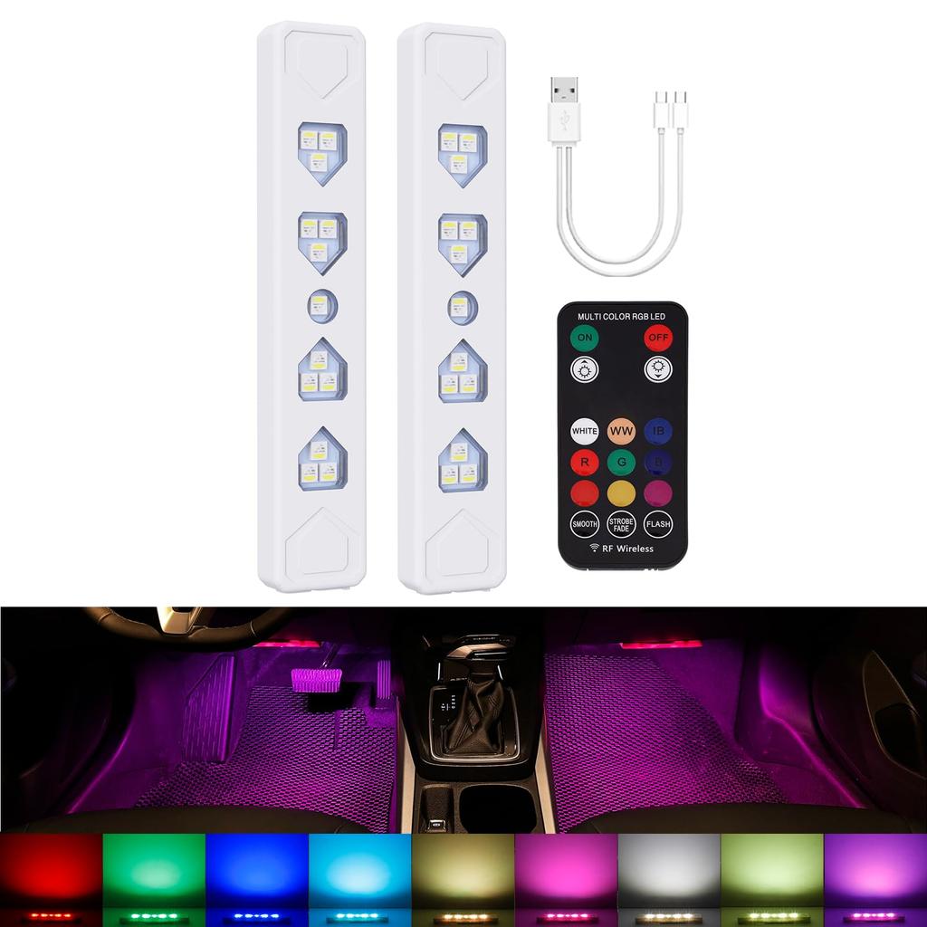 MAZERO No Wiring Required Footlight, Ambient Light, Car 9 Color Switching, Remote Control, Foot