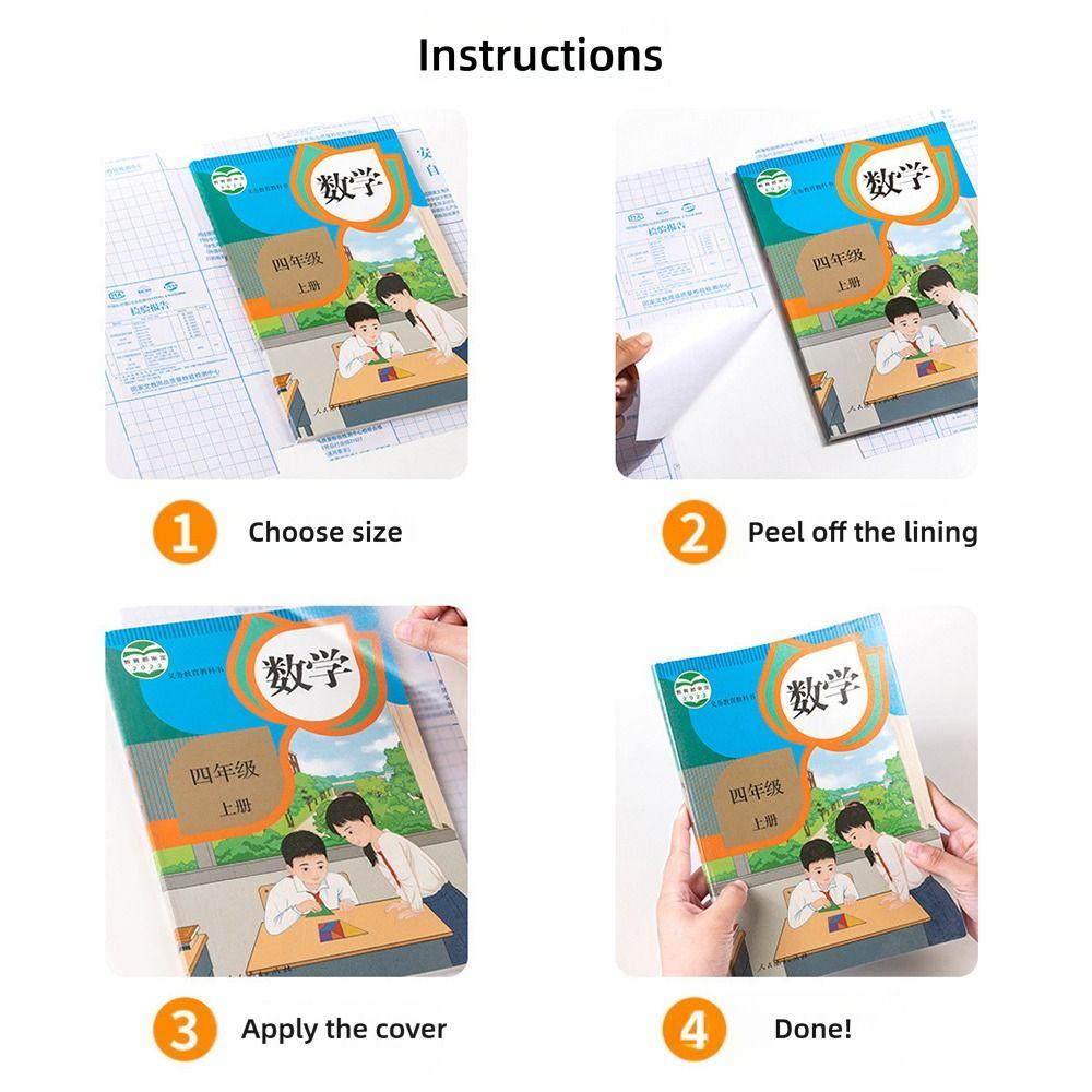 10PCS/Set Five-partition Type Self-Adhesive Book Skin S/M/L Book Wrap Paper Book Protection