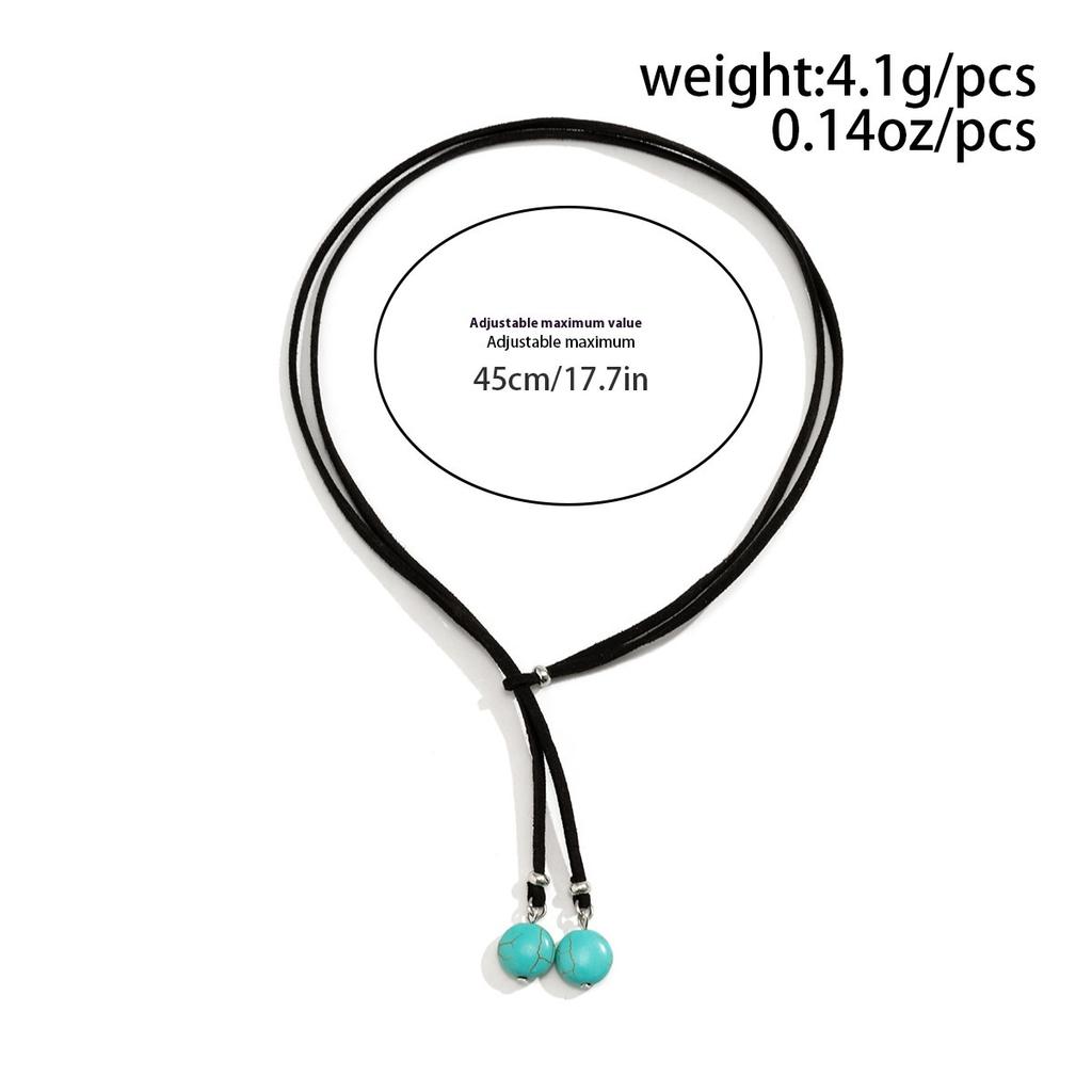 Двойная ключичная цепочка чокер этнический стиль бирюзовый простой милый крутой кулон