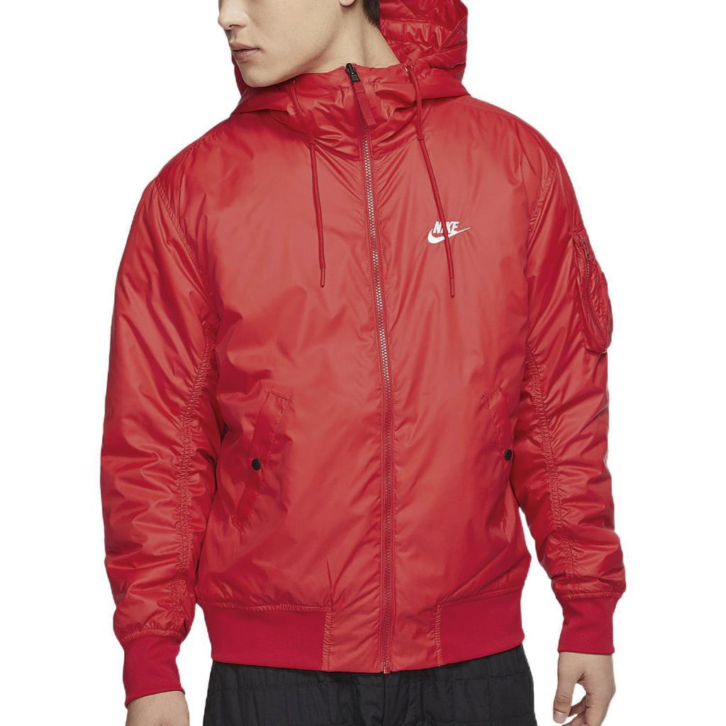 Nike Puffer Jackets Men's Red Hooded Moderate Reversible CJ4378-657