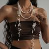 Многослойное жемчужное ожерелье с цветком лилии в стиле Balletcore, многослойный цветочный чокер для милых девушек