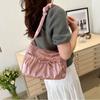 Bow INS Shoulder Bag Satin Fashion Underarm Bag Simple Pleated Hand Bag  Travel