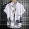 Simple Men's Shirts 3d Patchwork Printing High-Quality Men's Clothing Short Sleeve Beach Party Hawaiian Shirts