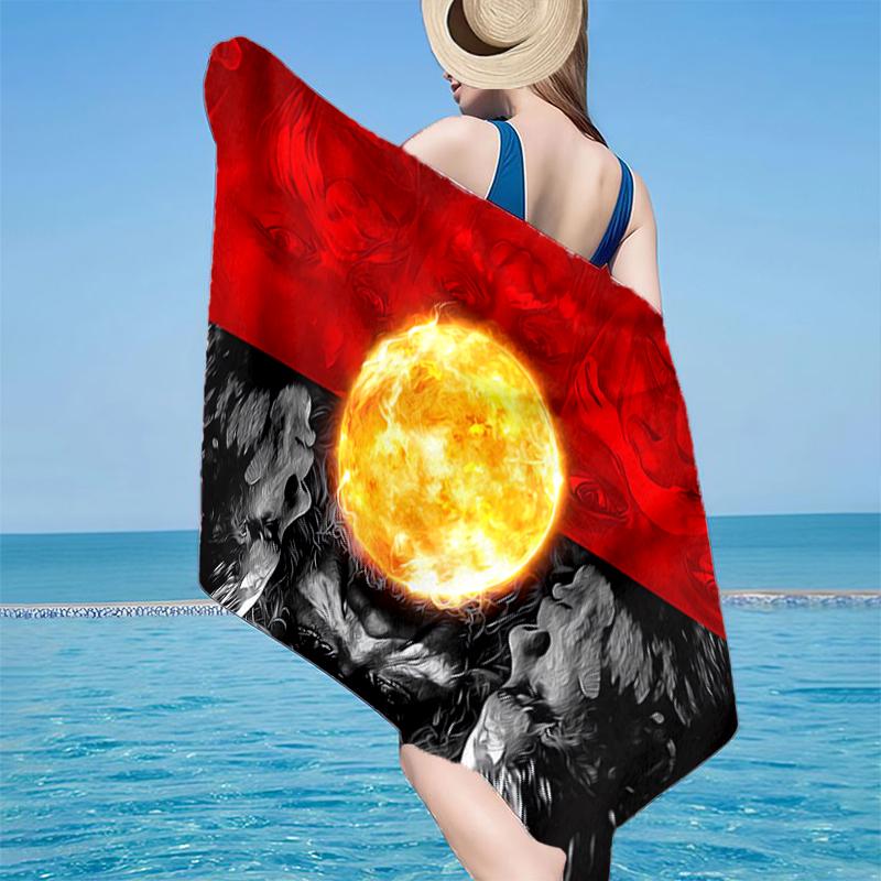 Sunrise Australian Indigenous Art Beach Towel, Super Soft Microfiber, Gift for Her/Him, Birthday, for Pool, Beach, Travel, Home Decor Fan gifts