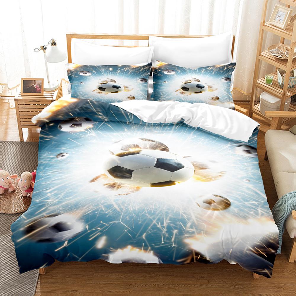 Пододеяльник 210x210 Принт Футбол Подростки Пододеяльник и 2 наволочки Односпальный Двуспальный Размер Супер Комфортный Постельный Комплект