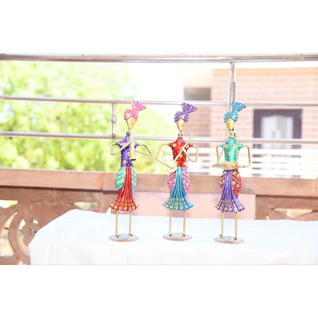 Музыканты племени железных орудий сардар Декоративный подарочный предмет, экспонат для домашнего декора, многоцветный (Длина 9 дюймов * Высота 13,5 дюймов) - Набор из 3 шт.