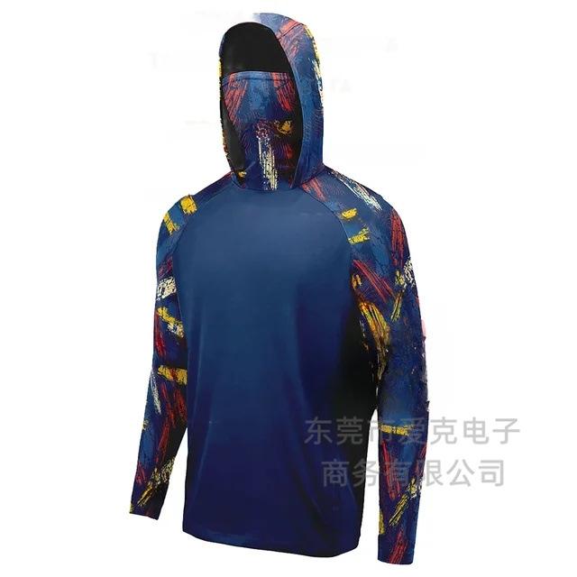 Quick-drying fishing suit men's summer breathable sunscreen UPF50 + hooded mask fishing shirt
