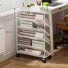 Large Bookshelf Library Cart Mobile Book Storage Shelf Metal Bookcase Holder Office Desk Document Storage Rack Kidroom Organizer