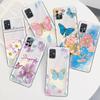 Прозрачный чехол с фиолетовыми цветами и розовой бабочкой для Samsung Galaxy A34 A12 A32 A52 A72 A71 A51 A14 A31 A21s A23 A53 A73 A50 A02s A20e