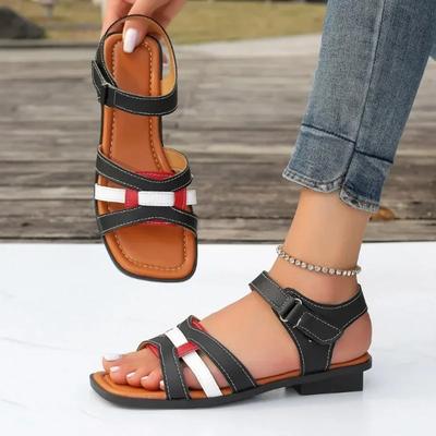 Модные летние женские босоножки на каблуке с квадратным носком, новая модная модель с ремешком на щиколотке, повседневные сандалии для женщин, уличная женская пляжная обувь, большие размеры