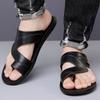 New Men's Sandals Summer Fashionable Pu Leather Flip Flops Youth Beach Shoes Slippers Comfortable Casual Footwear