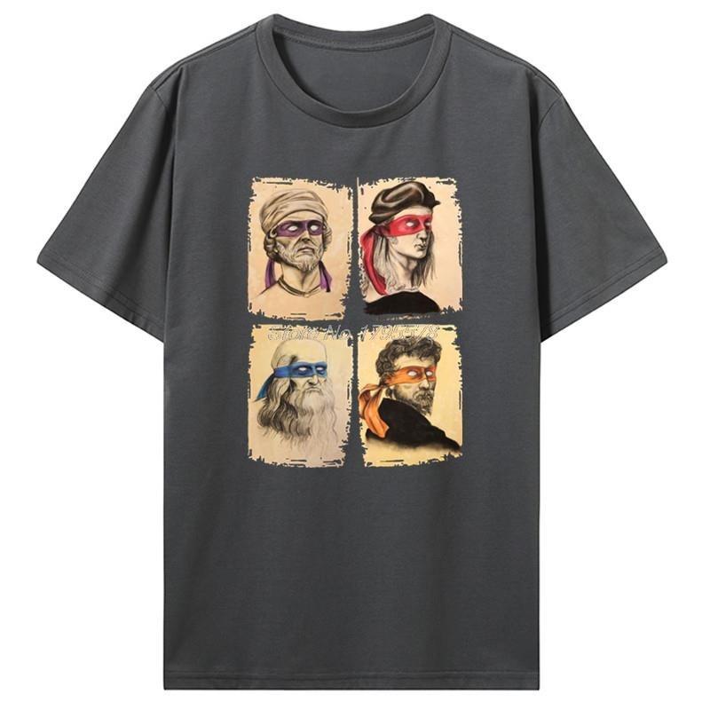 Summer Science Turtles T-Shirt Men Mutant Ninja Short Sleeve Humor Tee Shirt O-Neck Cotton Funny Tops Printed Graphic T Shirt