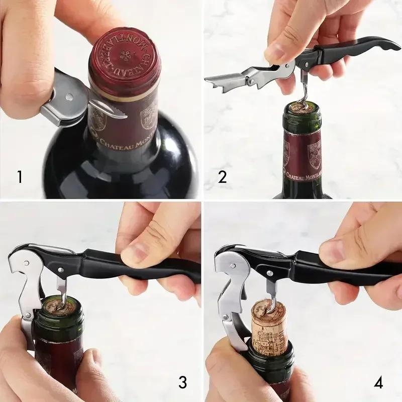 1pc Premium Stainless Steel Wine Bottle Opener Multi-Functional Bottle Openers Wine Cork Screw Corkscrew Beer Cap Remover Bar