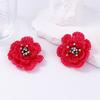 Accessories Femininity Bohemian hand-woven exaggerated flowers slightly inlaid zircon stud earrings versatile daily