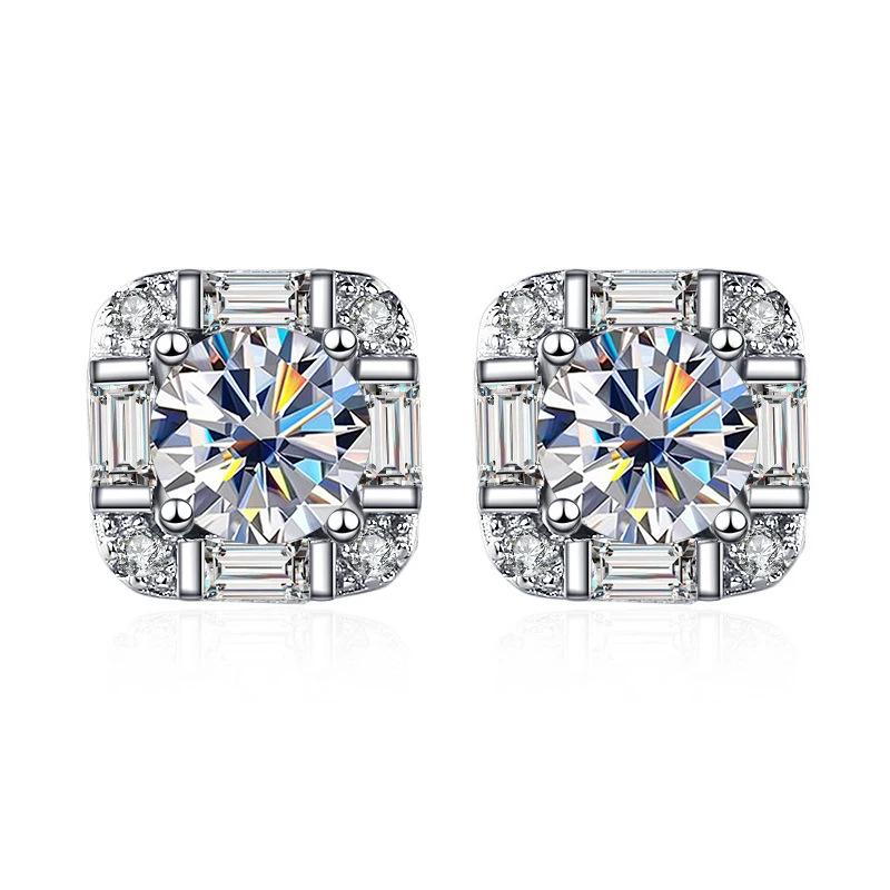 Серьги-гвоздики из серебра S925 5 мм, геометрические квадраты, мини, элегантные, модные, мозанит, D VVS1, изысканные украшения