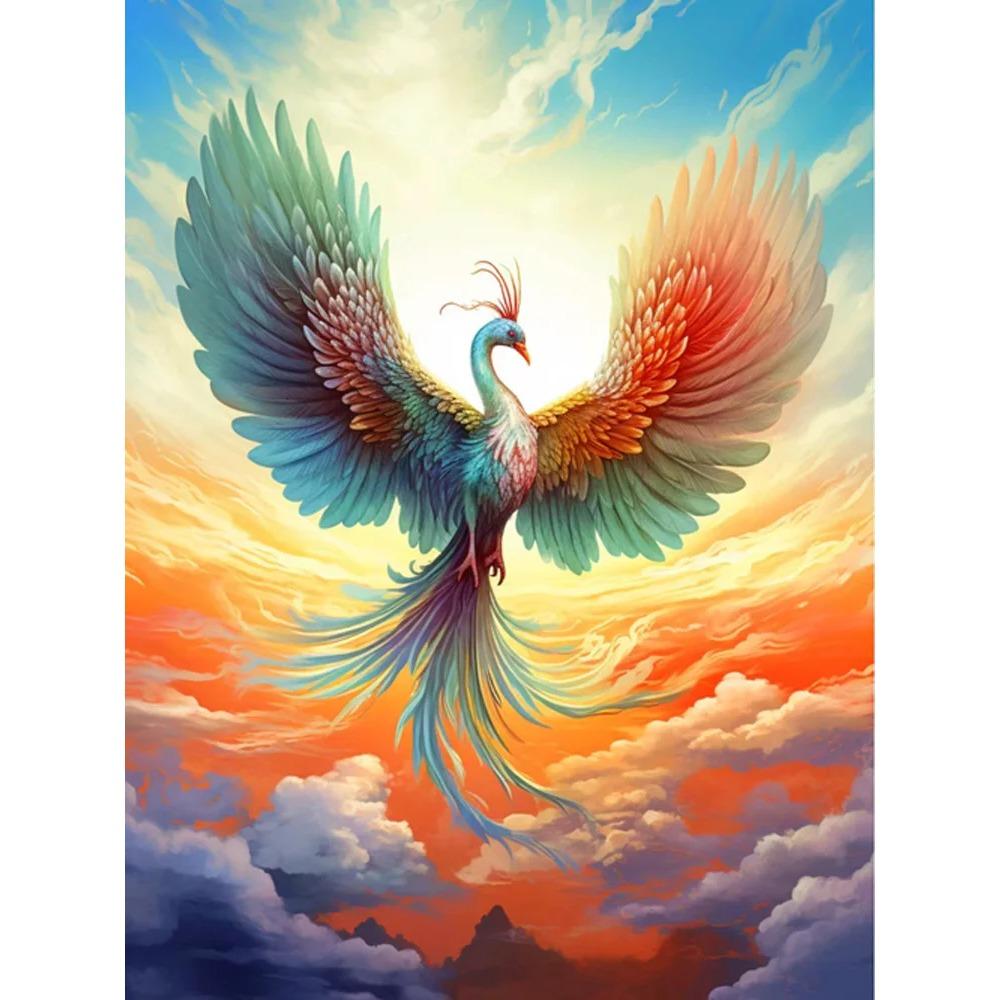 Алмазная картина Милая девушка Круглая алмазная живопись Ручная работа Феникс Животное Искусство Картина маслом Diy Алмазная мозаика Картина Украшение дома Рождественский подарок