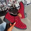 Fashion 2025 Women's Shoes Front Lace-up High Heels Fashion Rivets Decorated Casual Fashion Women's High Heels Plus Sizee