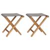 VidaXL Folding Chairs 2 Pcs Solid Teak Wood and Fabric Dark Grey