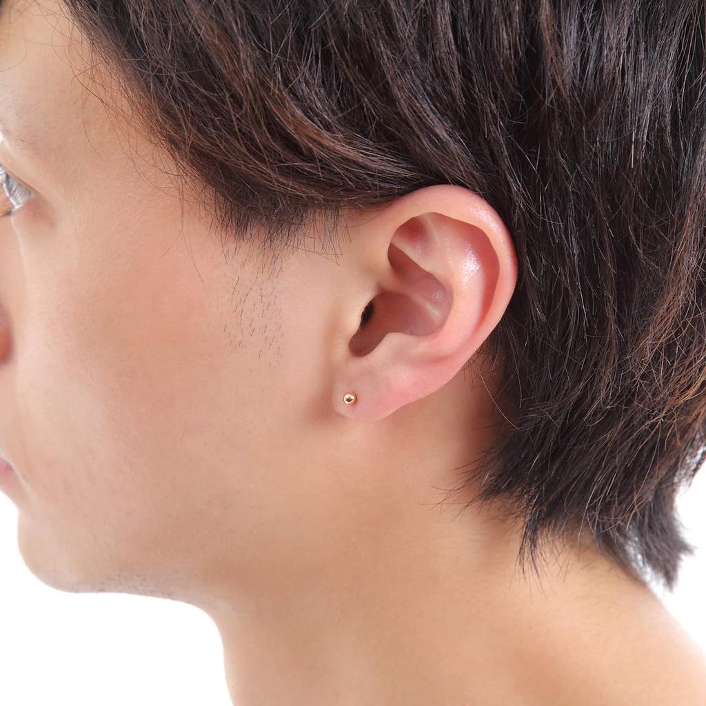 Товары 18K K18 Круглые Оба 2 18k [Happy Shop] Серьги, Шарик, 3мм, Золото, Простые, Мужские, Женские, Уши, Штуки, Классические,