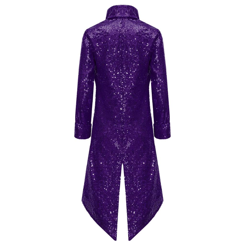 Boys Steampunk Tailcoat Gothic Victorian Long Coat Sequins Jacket Medieval Halloween Costume Frock Coat Outfit