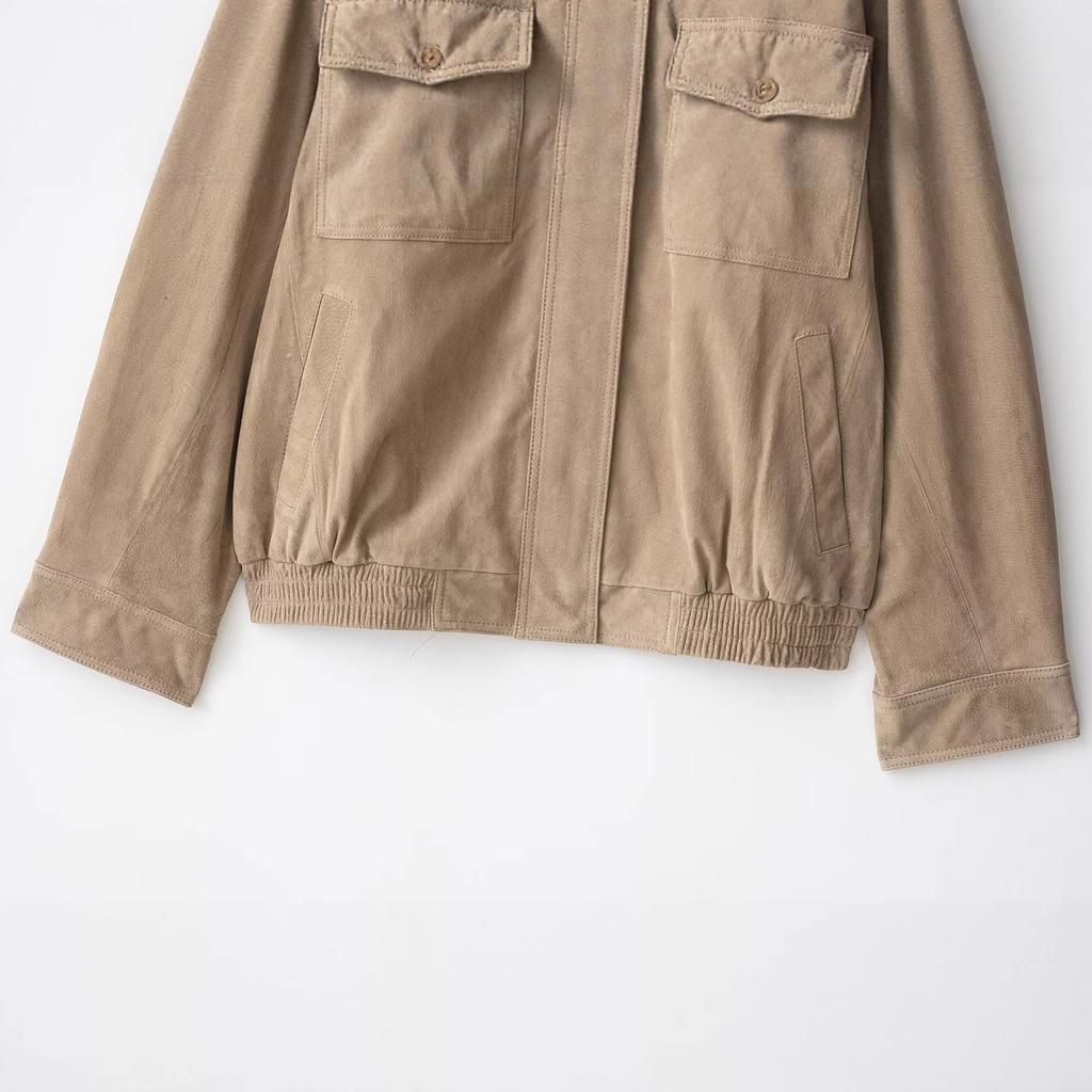 Women'S Fashion Temperament Suede Textured Leather Jacket