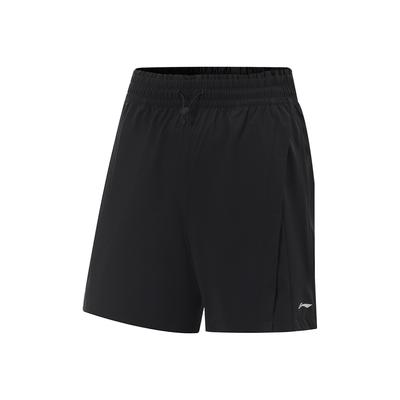 Li Ning Серия Фитнес Повседневные Простые Однотонные Эластичные Спортивные Шорты Женские шорты Черные AKSV128-1