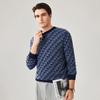Zhaojun Men's Argyle Cashmere Round Neck Sweater