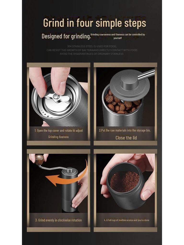 CNC Hand-Crank Coffee Grinder with Aluminum Shell and 420 Stainless Steel Conical Blade