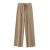 Women's High Waist Wool Wide Leg Pants - Autumn/Winter Casual Floor-Length Knitted Trousers