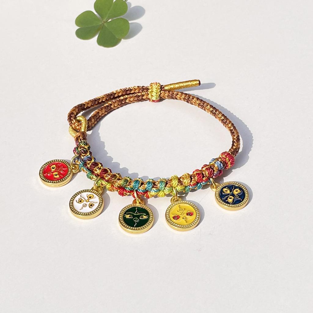 Сплетенный вручную браслет с персиковым цветком, талисман на удачу, хлопковая нить, цепочка на руку, традиционное ремесло