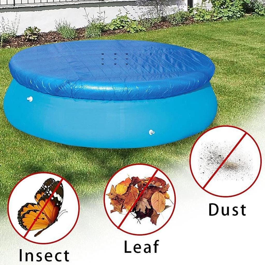 Round Pool Cover Dust Pool Cover for Pool Windproof Hot Tub Protective Tool With Drawstring for Outdoor Yard Home