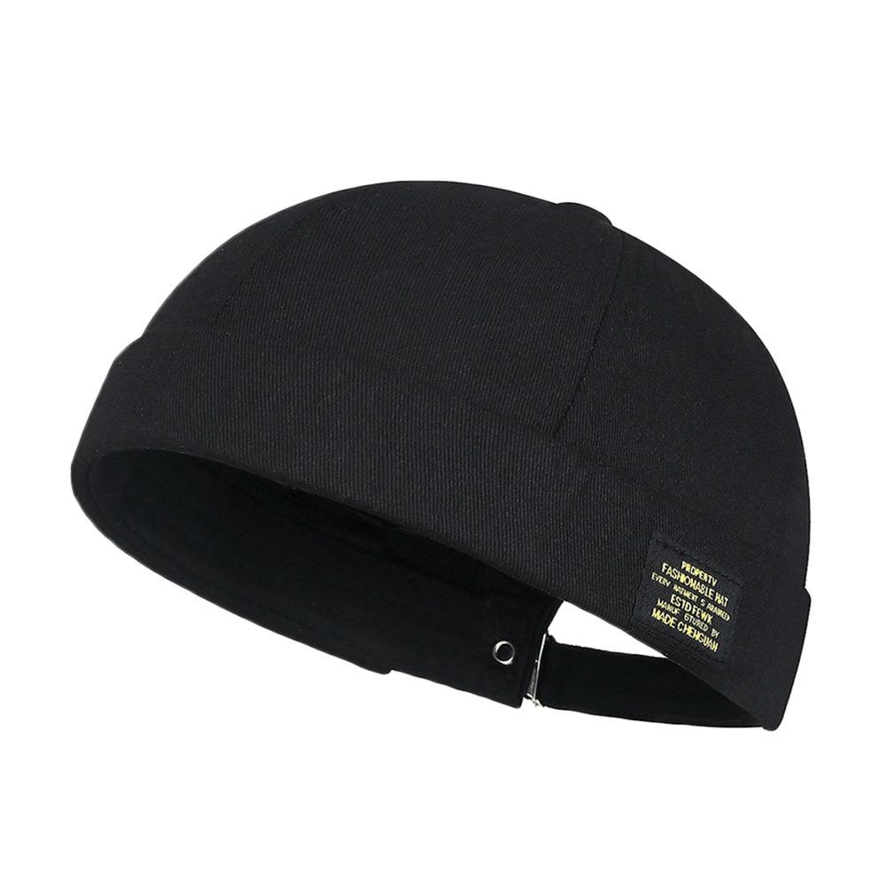 Cotton Brimless Docker Cap Letter Embroidery Skullcap Fashion Melon Beanie Cap for Men Women