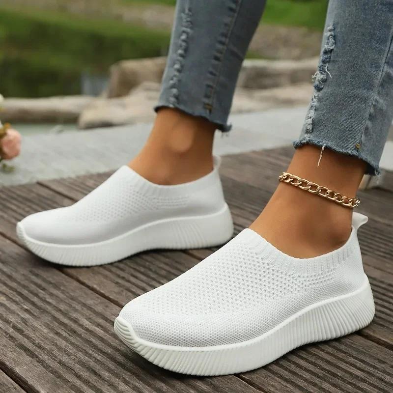 2024 New Fashion Solid Color Mesh Breathable and Comfortable Round Toe Outer Wear Low Heel Women's Sports Shoes Zapatos Mujer