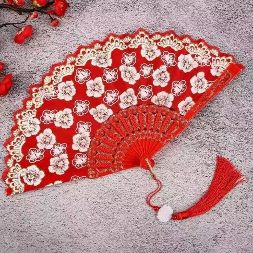 Flower Pattern Dance Fan Vintage Decorative Fan Hanfu Fan Chinese Folding Fan  Wedding Party
