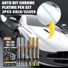 3 шт. Хромированные диски для колес автомобиля Зеркальный DIY Хромированная краска Ремонтная ручка Финишная отделка для граффити на шинах Окрашивание и покрытие